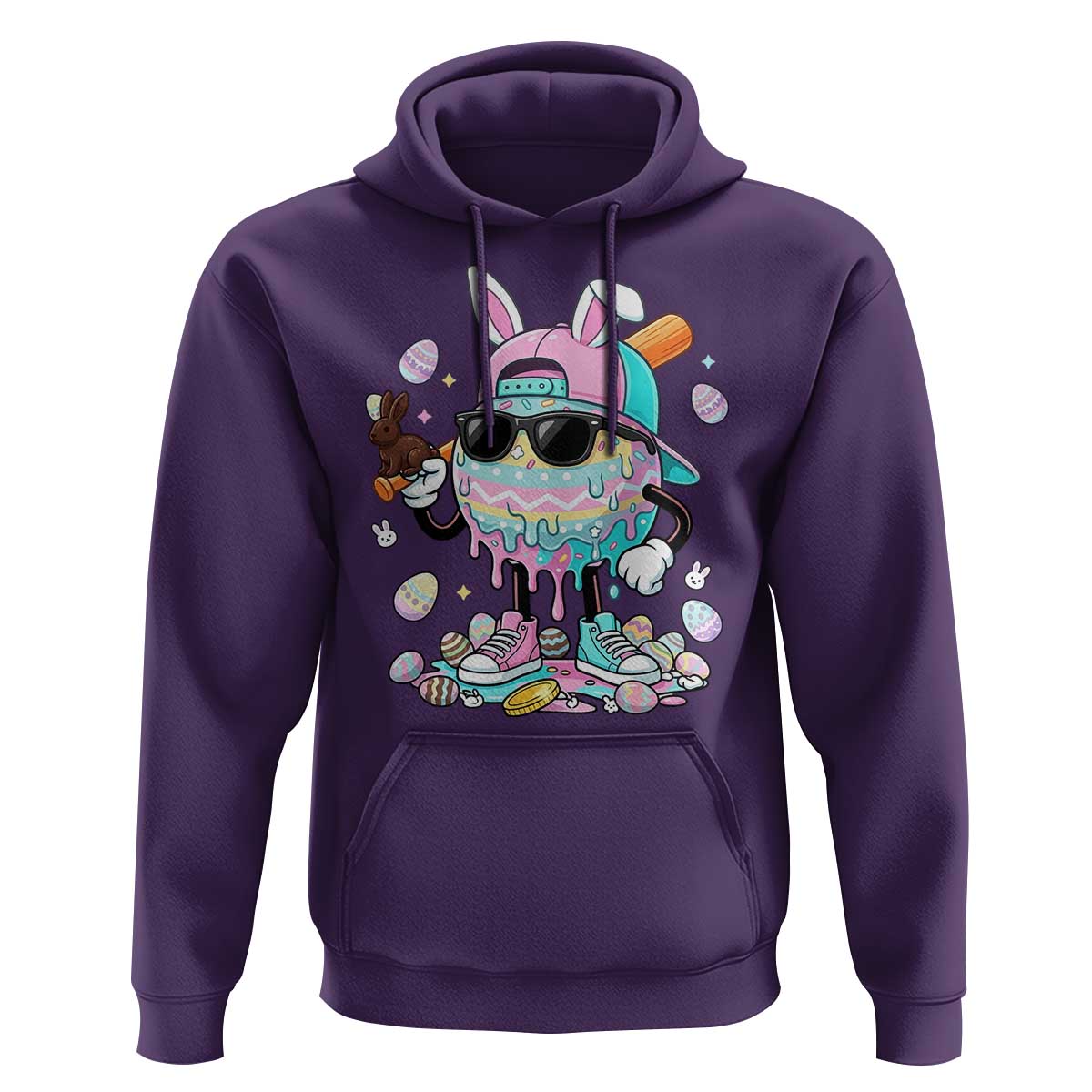 Funny Baseball Easter Hoodie Drip Ice Cream Bunny Easter