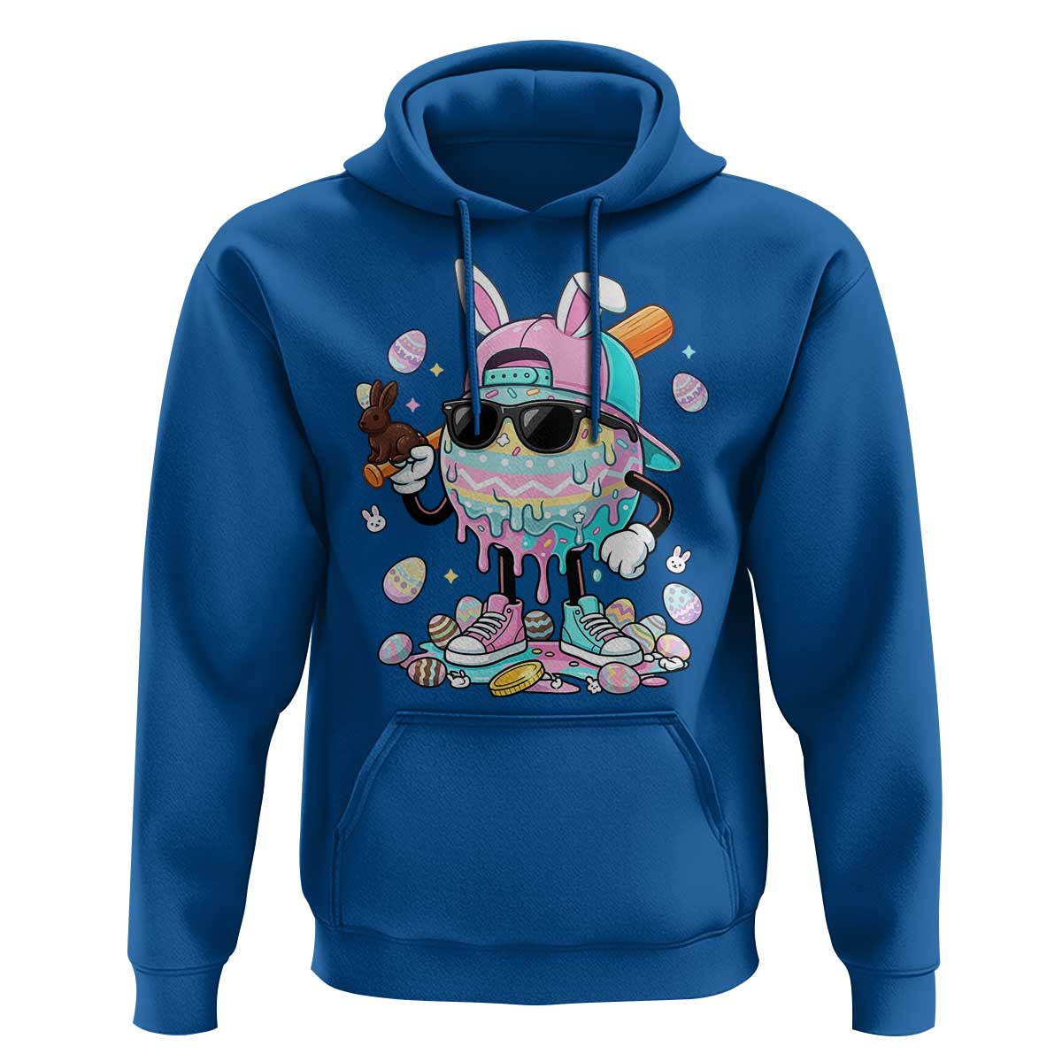 Funny Baseball Easter Hoodie Drip Ice Cream Bunny Easter
