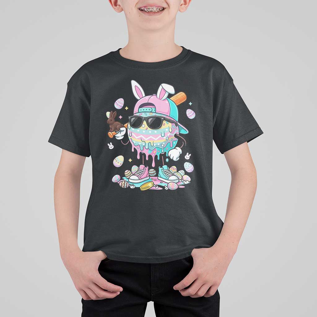 Funny Baseball Easter T Shirt For Kid Drip Ice Cream Bunny Easter