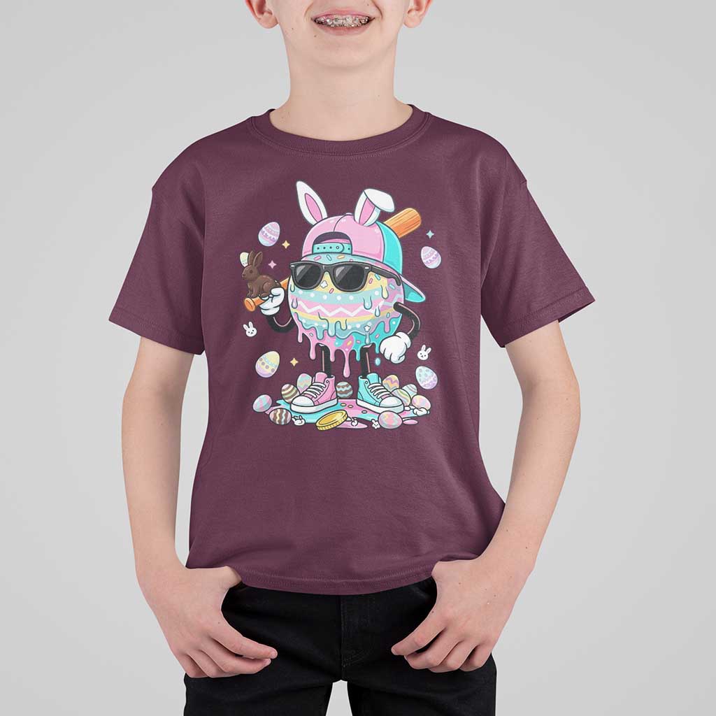 Funny Baseball Easter T Shirt For Kid Drip Ice Cream Bunny Easter