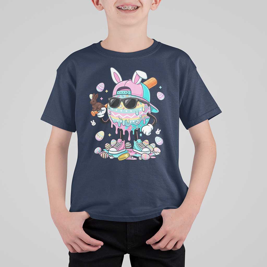Funny Baseball Easter T Shirt For Kid Drip Ice Cream Bunny Easter