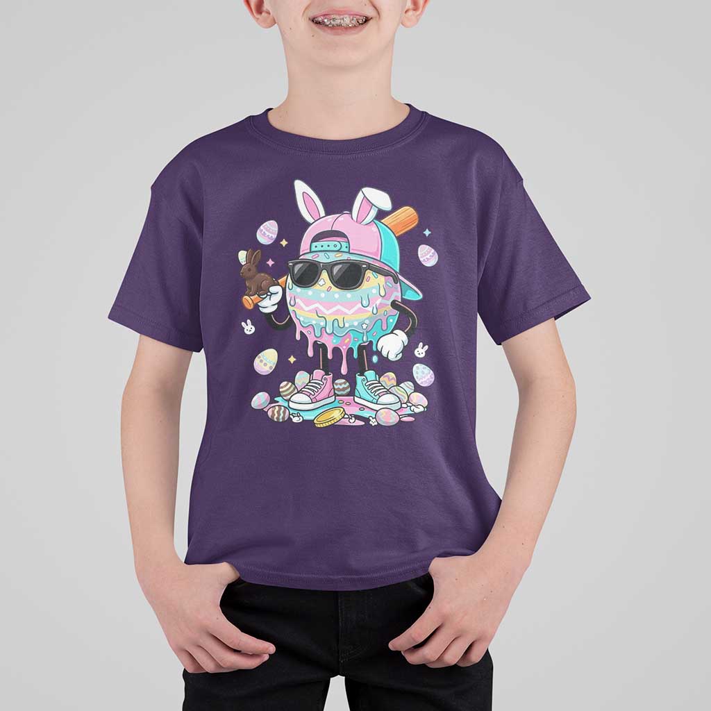 Funny Baseball Easter T Shirt For Kid Drip Ice Cream Bunny Easter