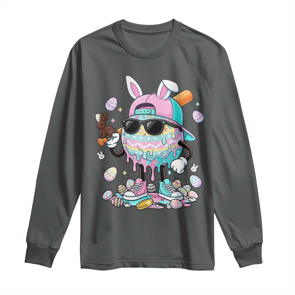 Funny Baseball Easter Long Sleeve Shirt Drip Ice Cream Bunny Easter