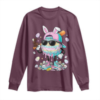 Funny Baseball Easter Long Sleeve Shirt Drip Ice Cream Bunny Easter
