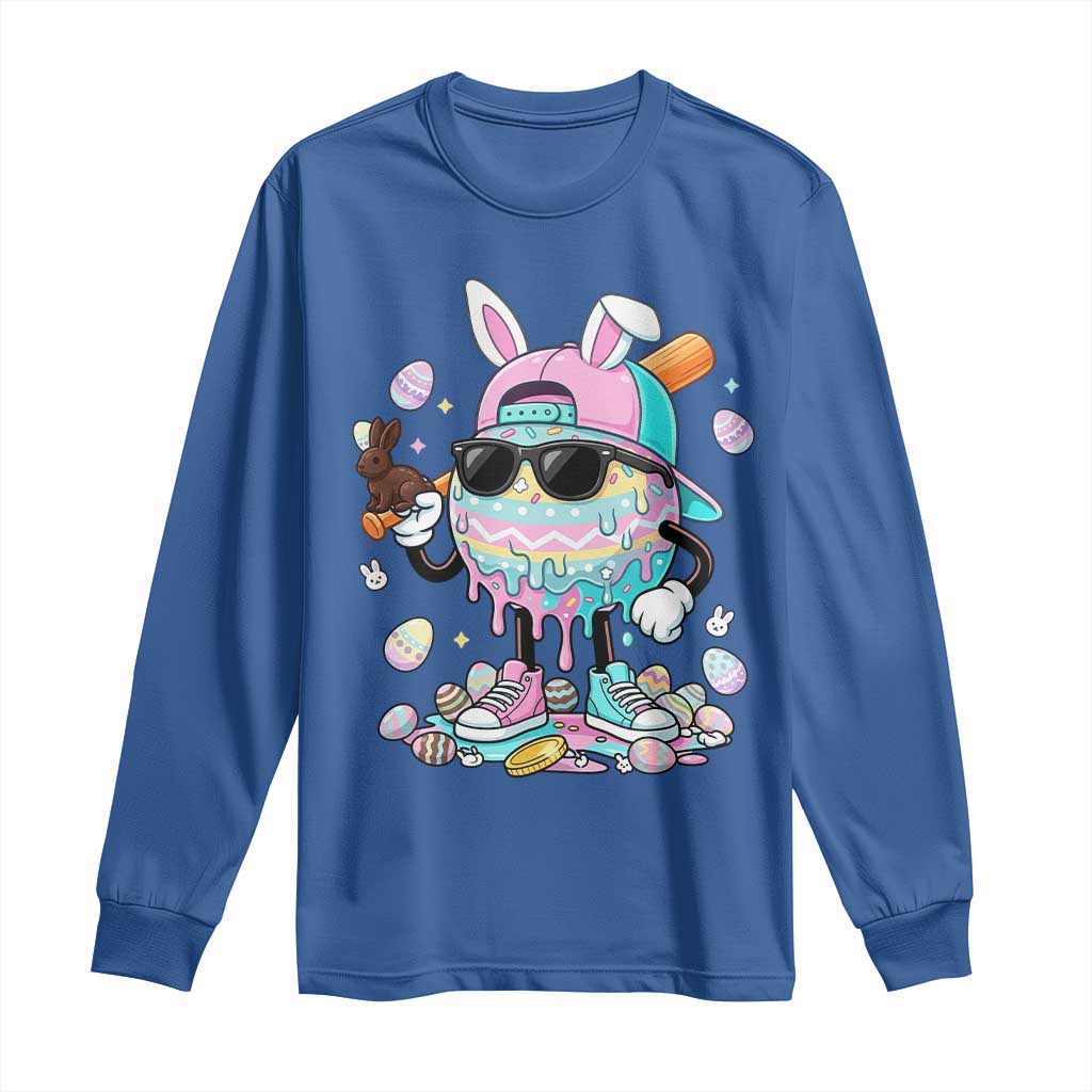 Funny Baseball Easter Long Sleeve Shirt Drip Ice Cream Bunny Easter