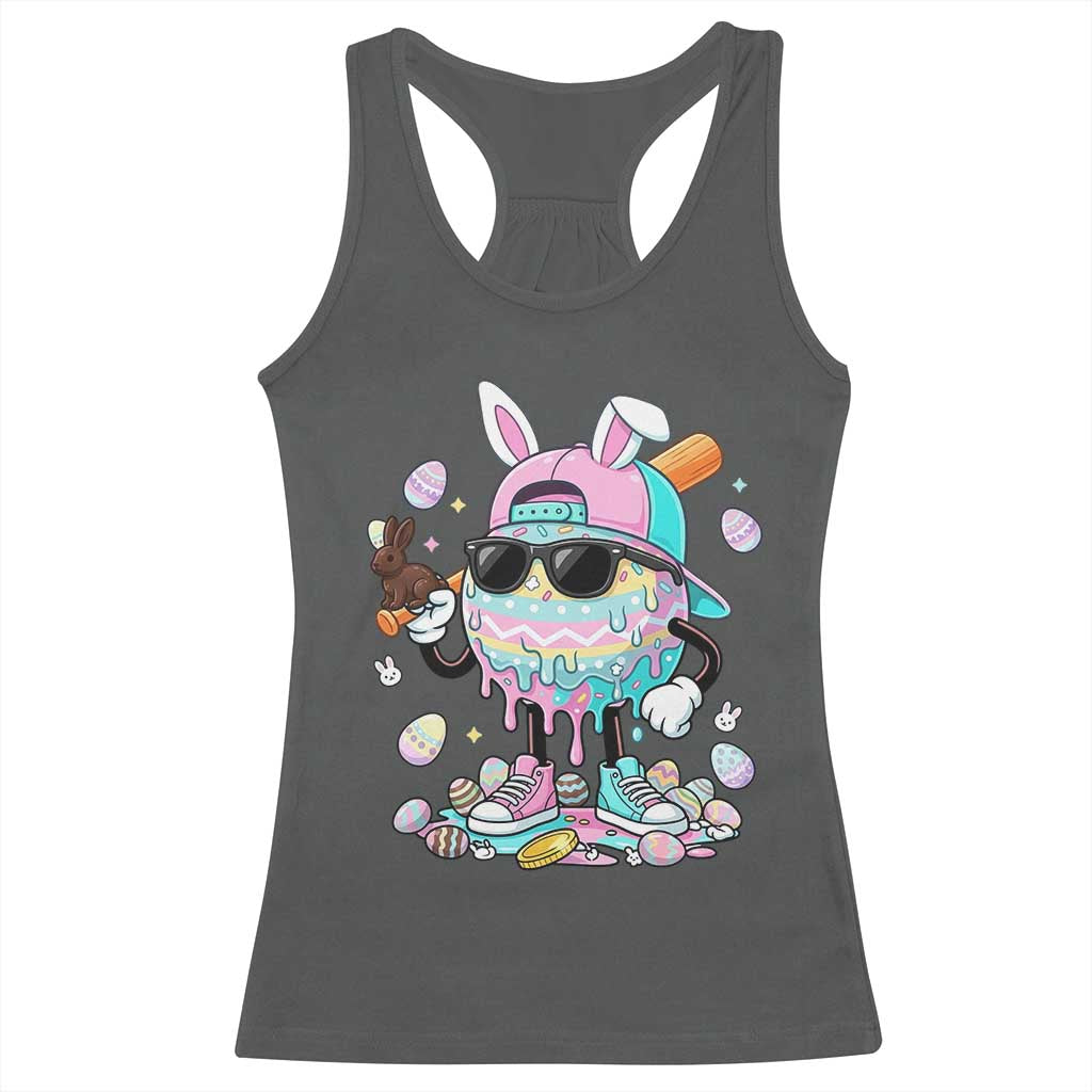 Funny Baseball Easter Racerback Tank Top Drip Ice Cream Bunny Easter