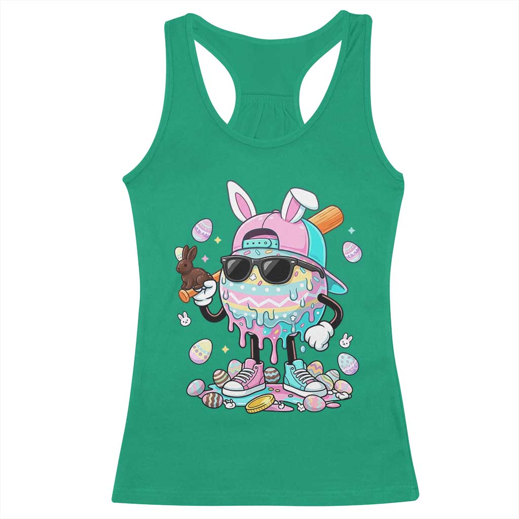 Funny Baseball Easter Racerback Tank Top Drip Ice Cream Bunny Easter