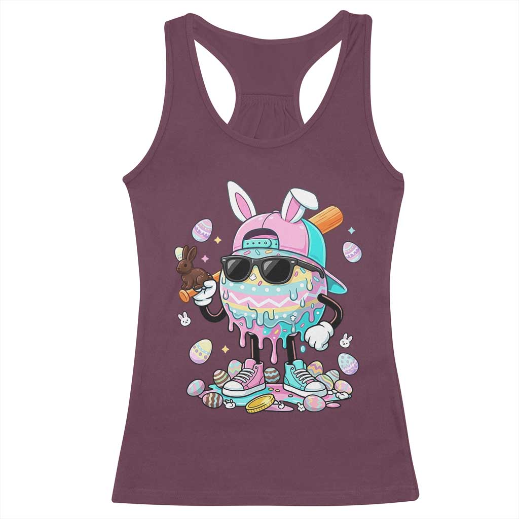 Funny Baseball Easter Racerback Tank Top Drip Ice Cream Bunny Easter