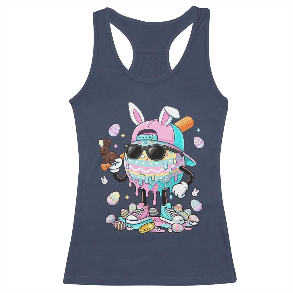 Funny Baseball Easter Racerback Tank Top Drip Ice Cream Bunny Easter