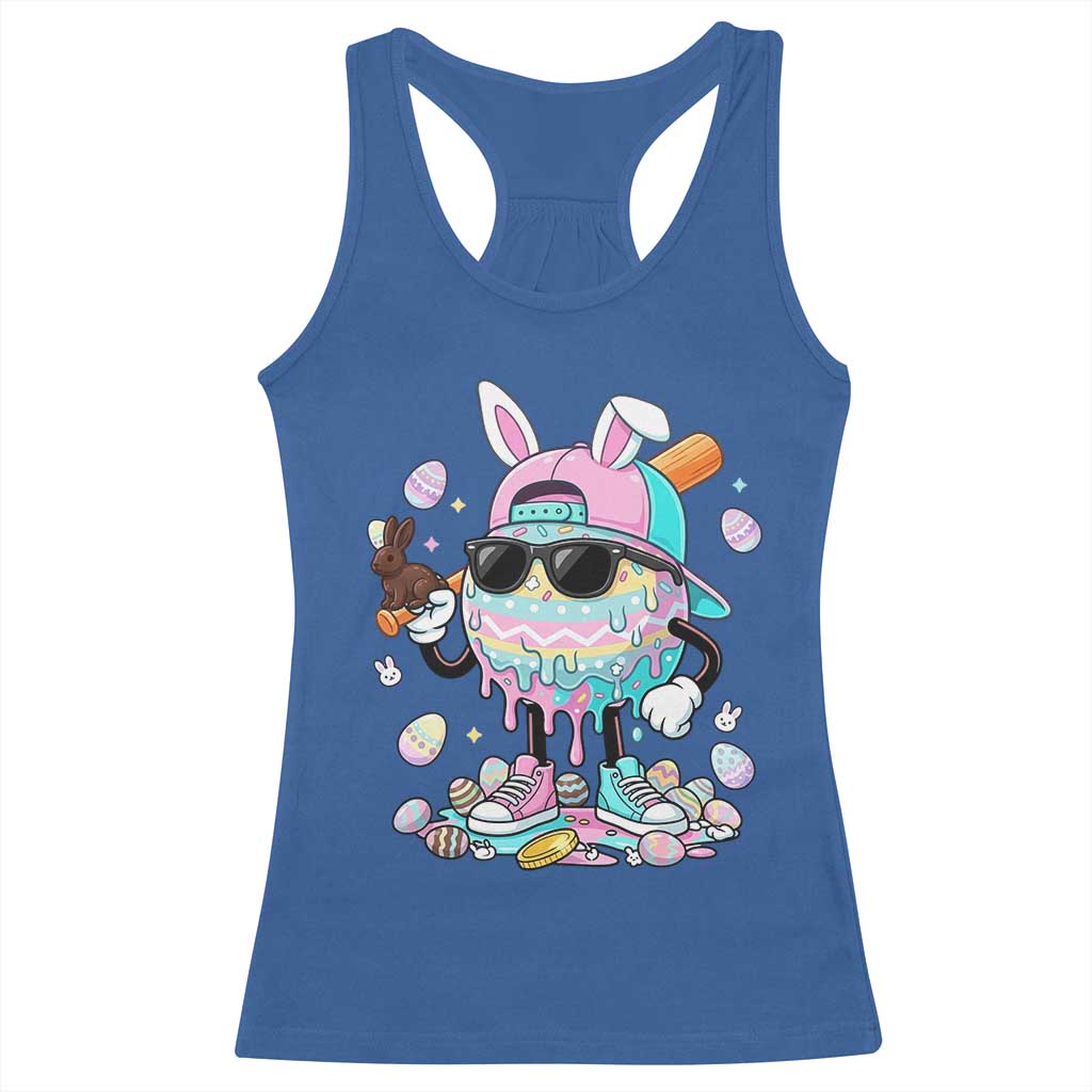Funny Baseball Easter Racerback Tank Top Drip Ice Cream Bunny Easter