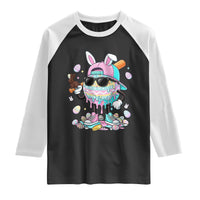 Funny Baseball Easter Raglan Shirt Drip Ice Cream Bunny Easter