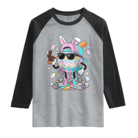 Funny Baseball Easter Raglan Shirt Drip Ice Cream Bunny Easter
