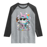 Funny Baseball Easter Raglan Shirt Drip Ice Cream Bunny Easter