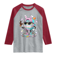 Funny Baseball Easter Raglan Shirt Drip Ice Cream Bunny Easter