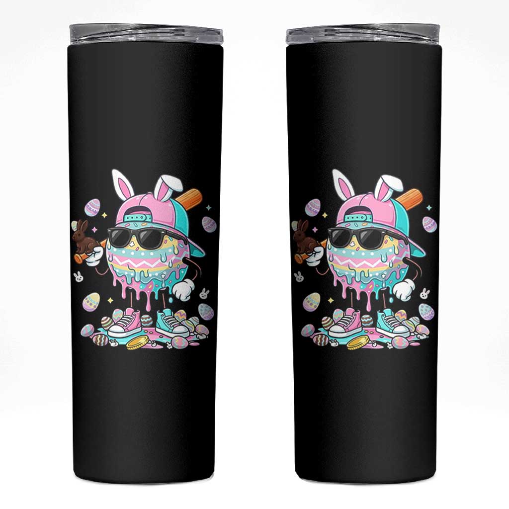 Funny Baseball Easter Skinny Tumbler Drip Ice Cream Bunny Easter