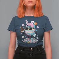 Funny Baseball Easter T Shirt For Women Drip Ice Cream Bunny Easter