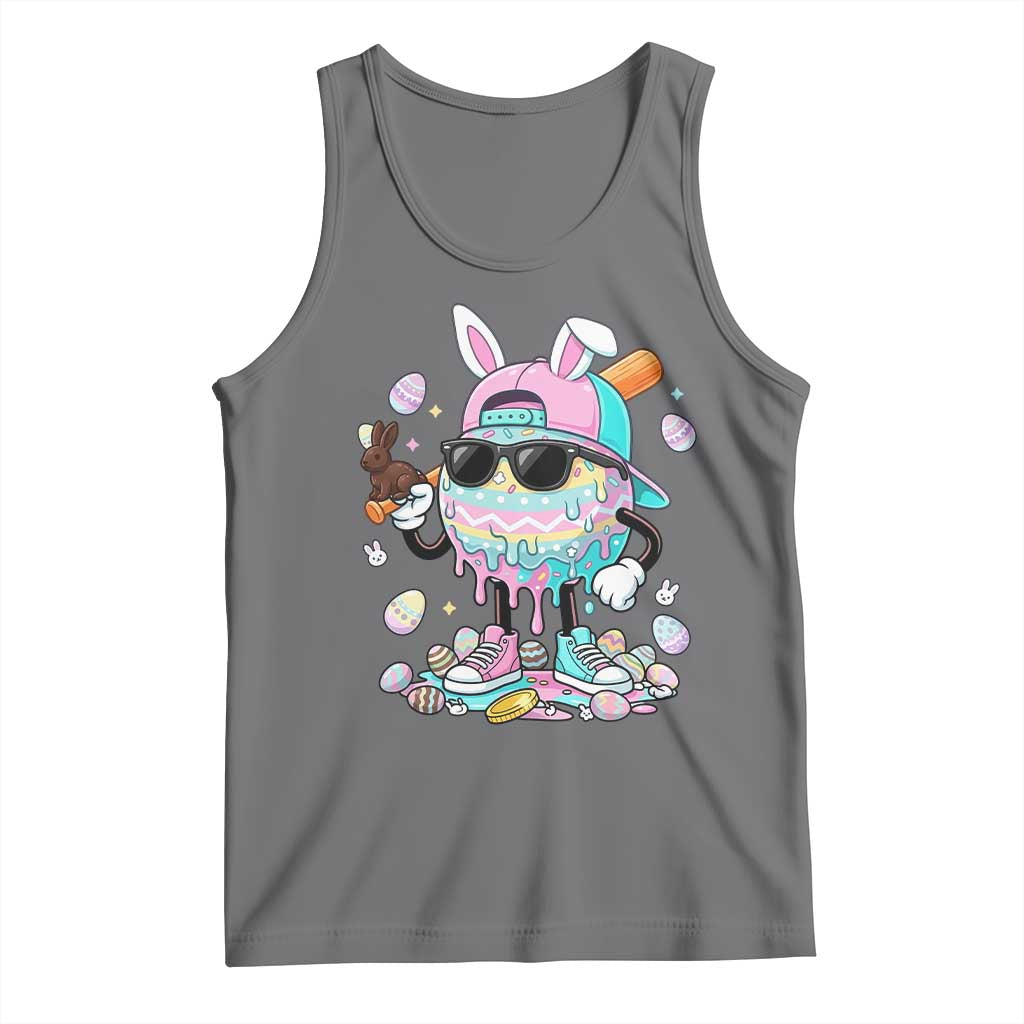 Funny Baseball Easter Tank Top Drip Ice Cream Bunny Easter
