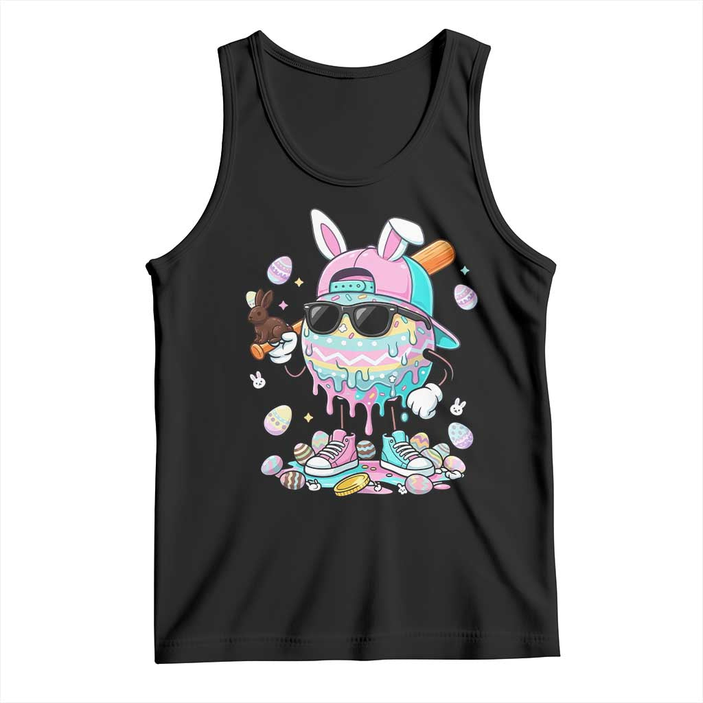 Funny Baseball Easter Tank Top Drip Ice Cream Bunny Easter