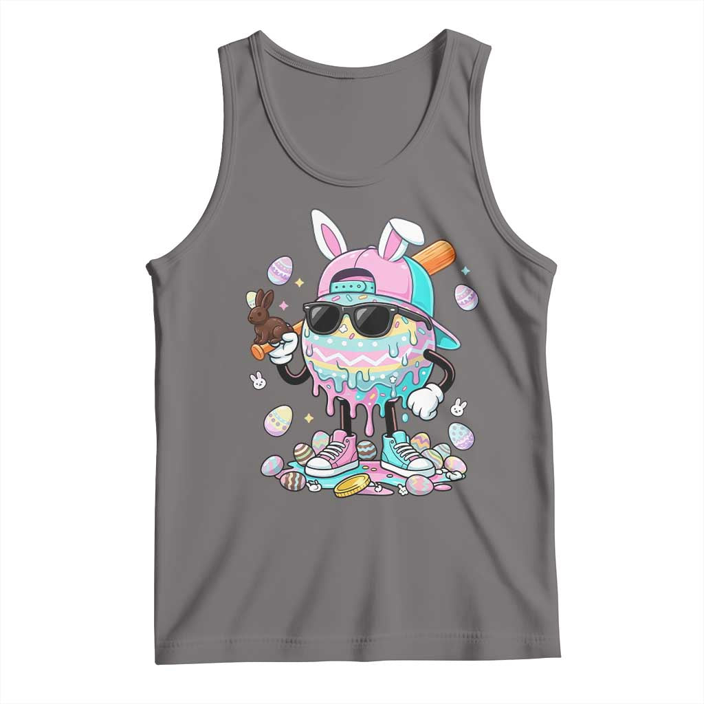 Funny Baseball Easter Tank Top Drip Ice Cream Bunny Easter