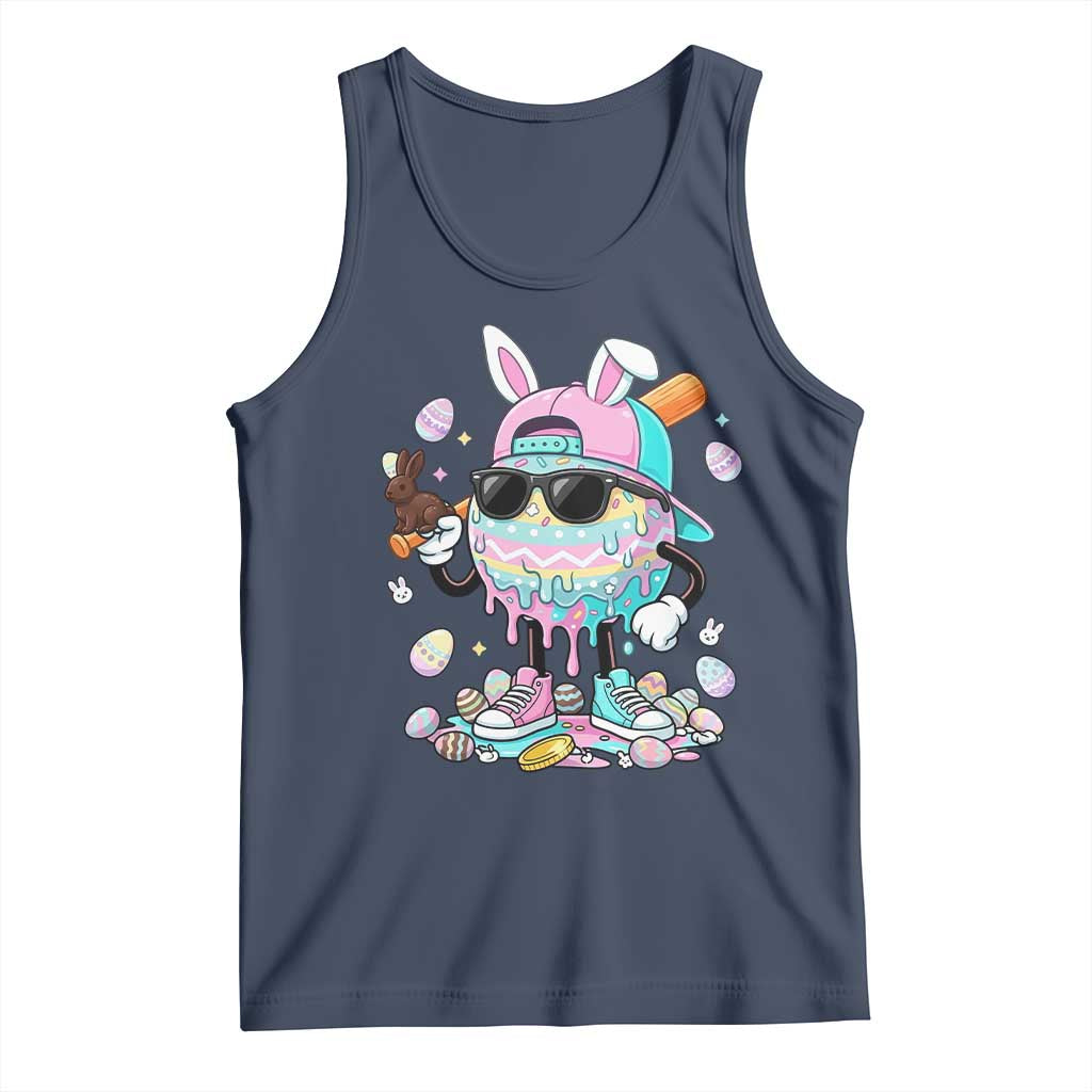 Funny Baseball Easter Tank Top Drip Ice Cream Bunny Easter