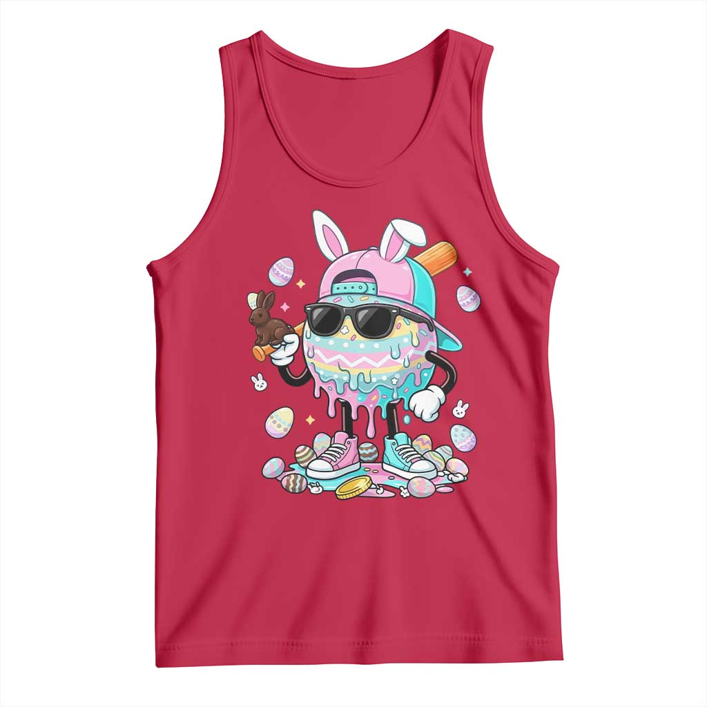 Funny Baseball Easter Tank Top Drip Ice Cream Bunny Easter
