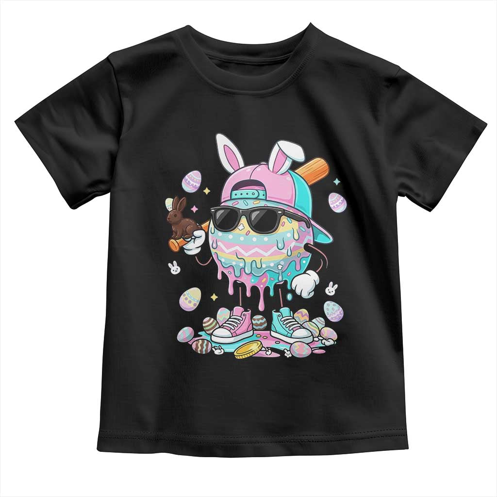 Funny Baseball Easter Toddler T Shirt Drip Ice Cream Bunny Easter