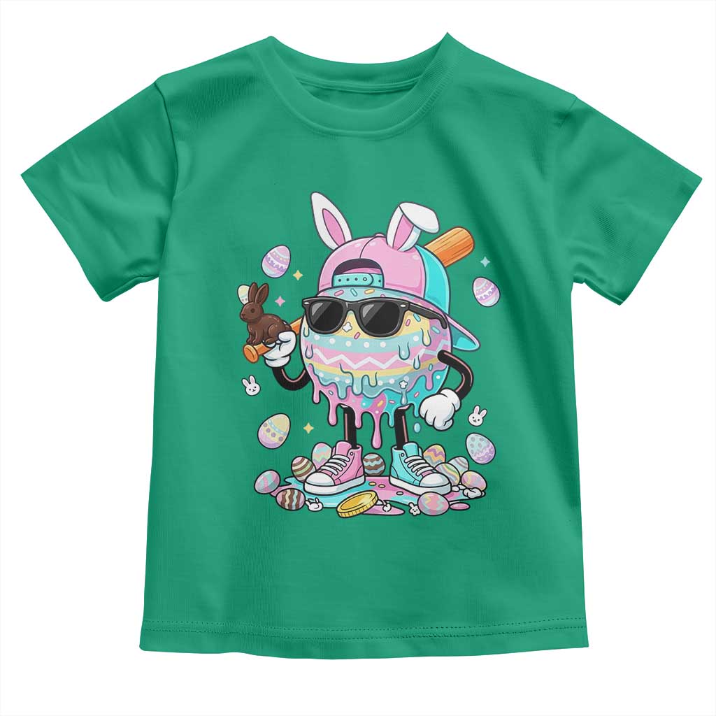 Funny Baseball Easter Toddler T Shirt Drip Ice Cream Bunny Easter