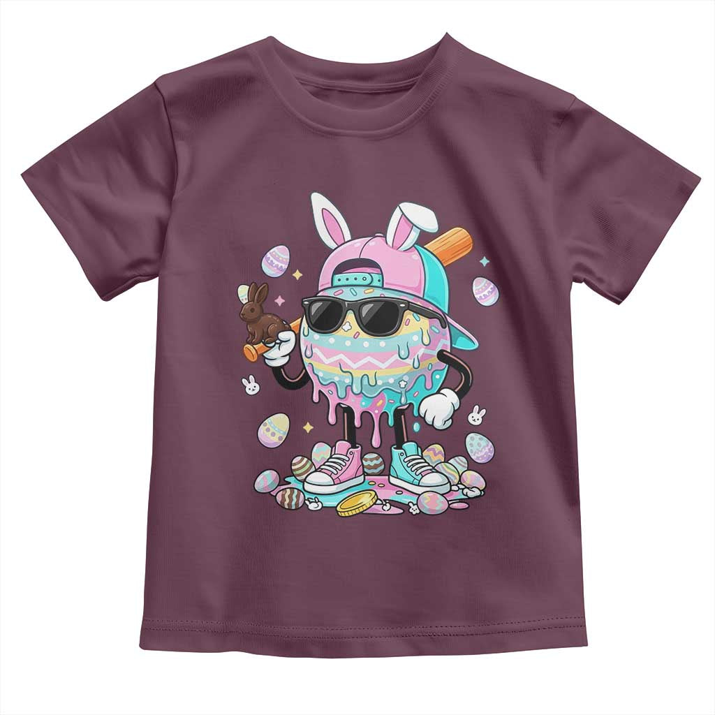 Funny Baseball Easter Toddler T Shirt Drip Ice Cream Bunny Easter