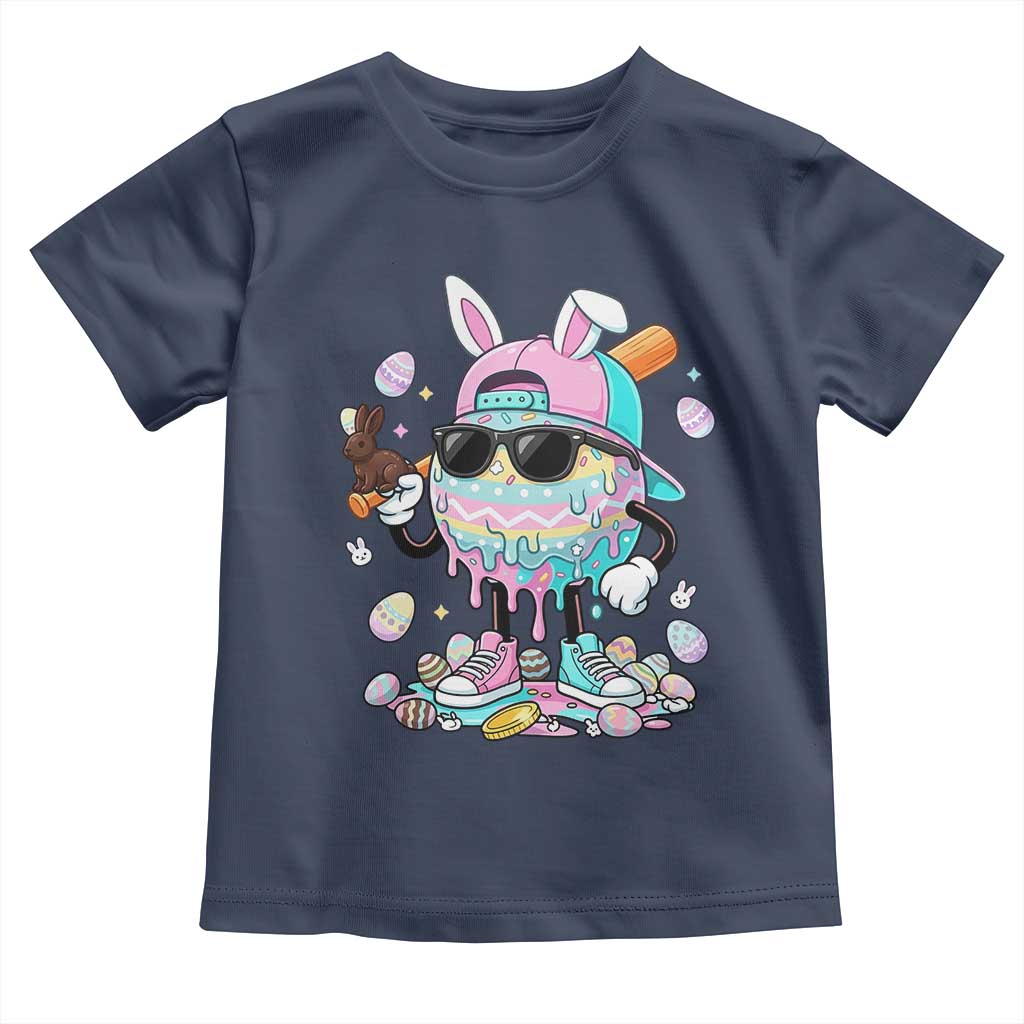 Funny Baseball Easter Toddler T Shirt Drip Ice Cream Bunny Easter