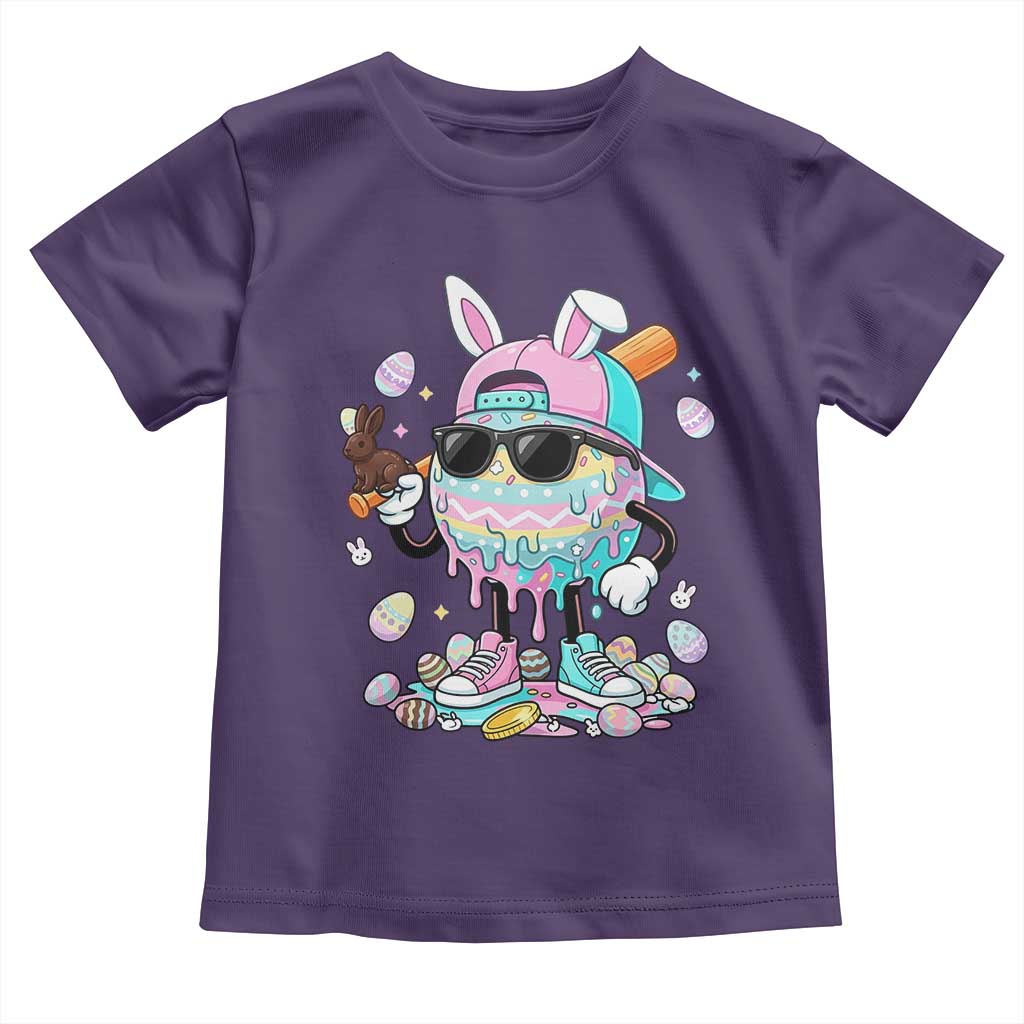 Funny Baseball Easter Toddler T Shirt Drip Ice Cream Bunny Easter