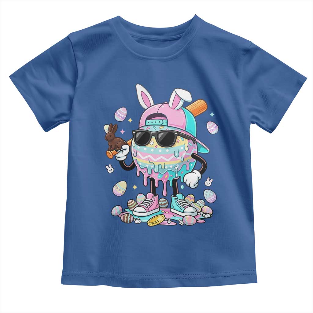 Funny Baseball Easter Toddler T Shirt Drip Ice Cream Bunny Easter