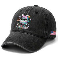 Funny Baseball Easter Washed Cotton Baseball Cap Drip Ice Cream Bunny Easter