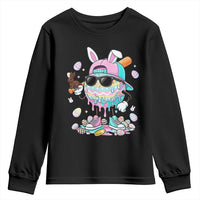 Funny Baseball Easter Youth Sweatshirt Drip Ice Cream Bunny Easter