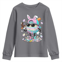 Funny Baseball Easter Youth Sweatshirt Drip Ice Cream Bunny Easter
