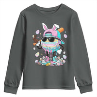 Funny Baseball Easter Youth Sweatshirt Drip Ice Cream Bunny Easter