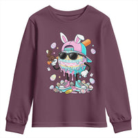 Funny Baseball Easter Youth Sweatshirt Drip Ice Cream Bunny Easter