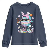 Funny Baseball Easter Youth Sweatshirt Drip Ice Cream Bunny Easter