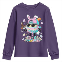 Funny Baseball Easter Youth Sweatshirt Drip Ice Cream Bunny Easter