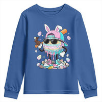 Funny Baseball Easter Youth Sweatshirt Drip Ice Cream Bunny Easter
