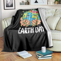 Cute Earth with Floral Earth Day Throw Blanket