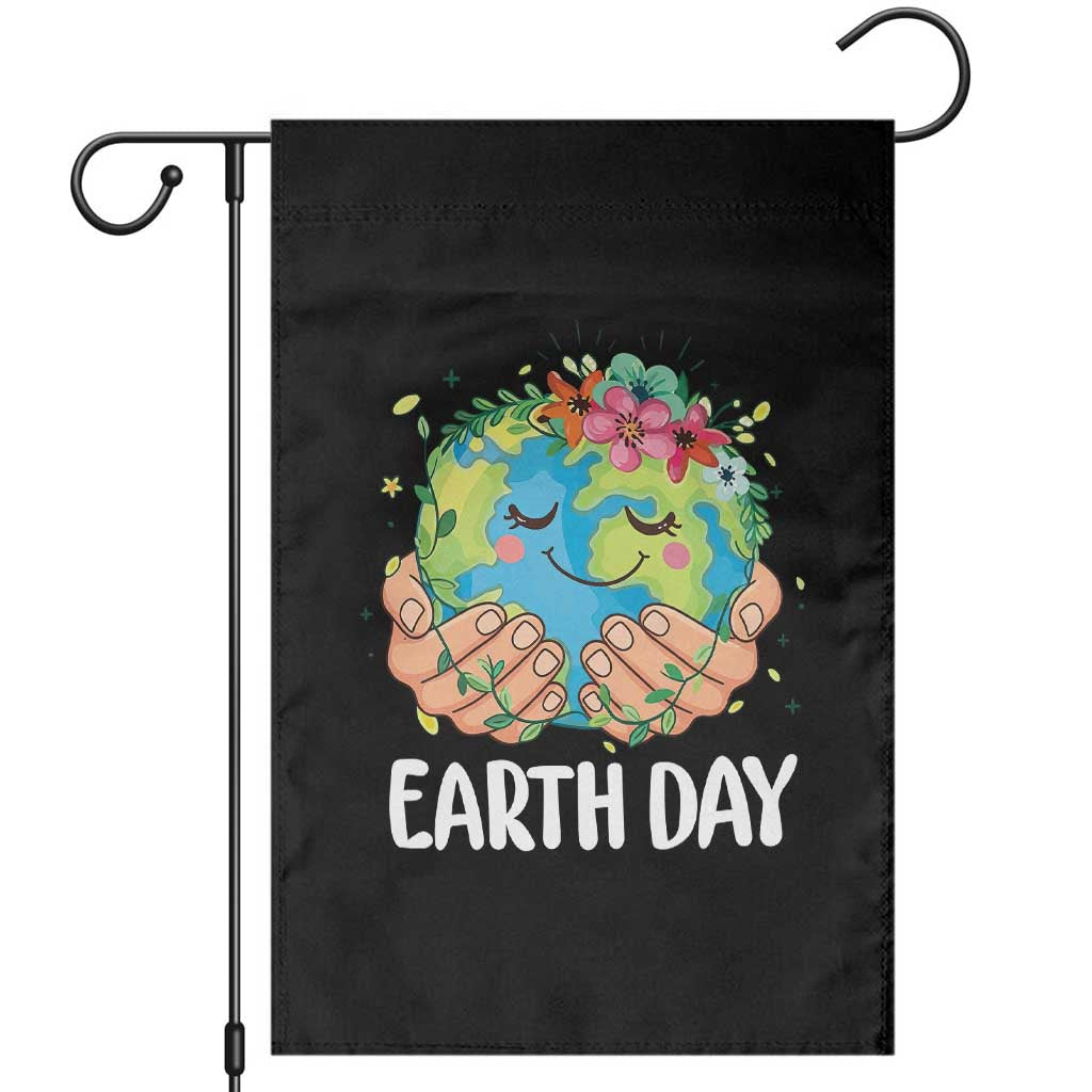 Cute Earth with Floral Earth Day Garden Flag