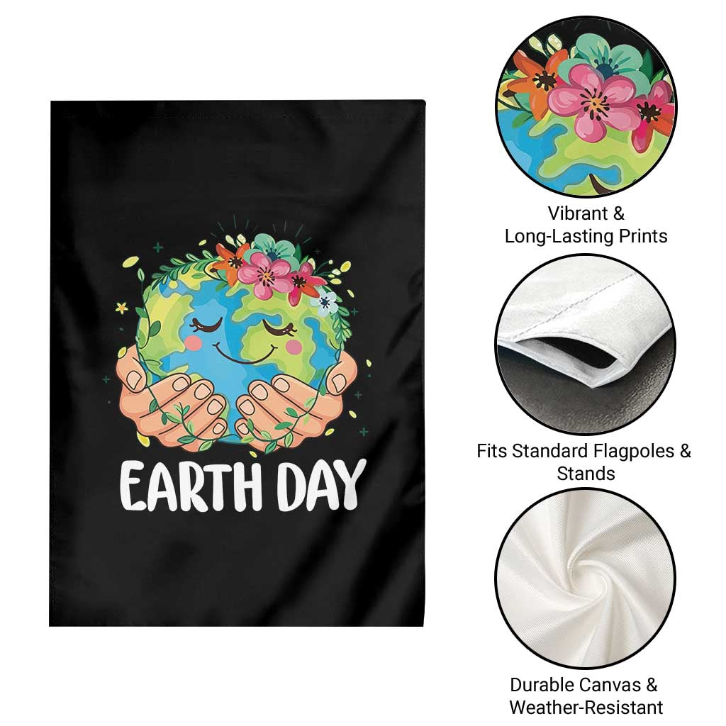 Cute Earth with Floral Earth Day Garden Flag