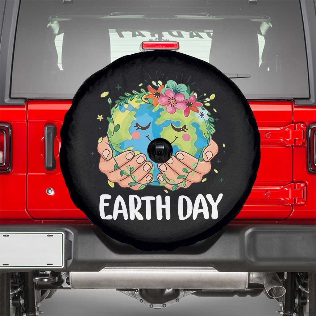 Cute Earth with Floral Earth Day Spare Tire Cover