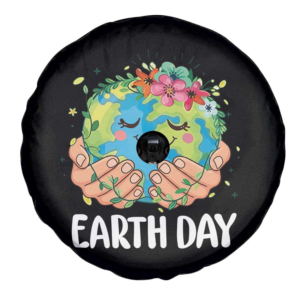 Cute Earth with Floral Earth Day Spare Tire Cover