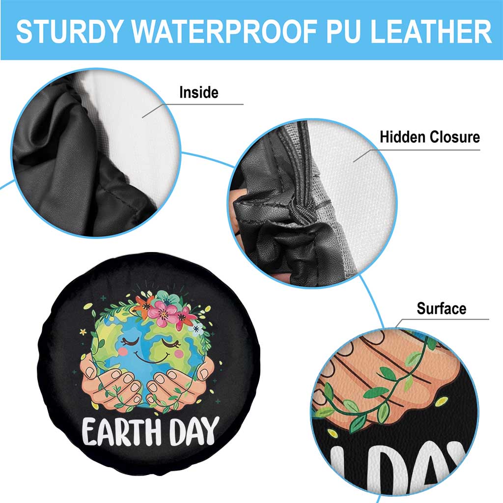 Cute Earth with Floral Earth Day Spare Tire Cover