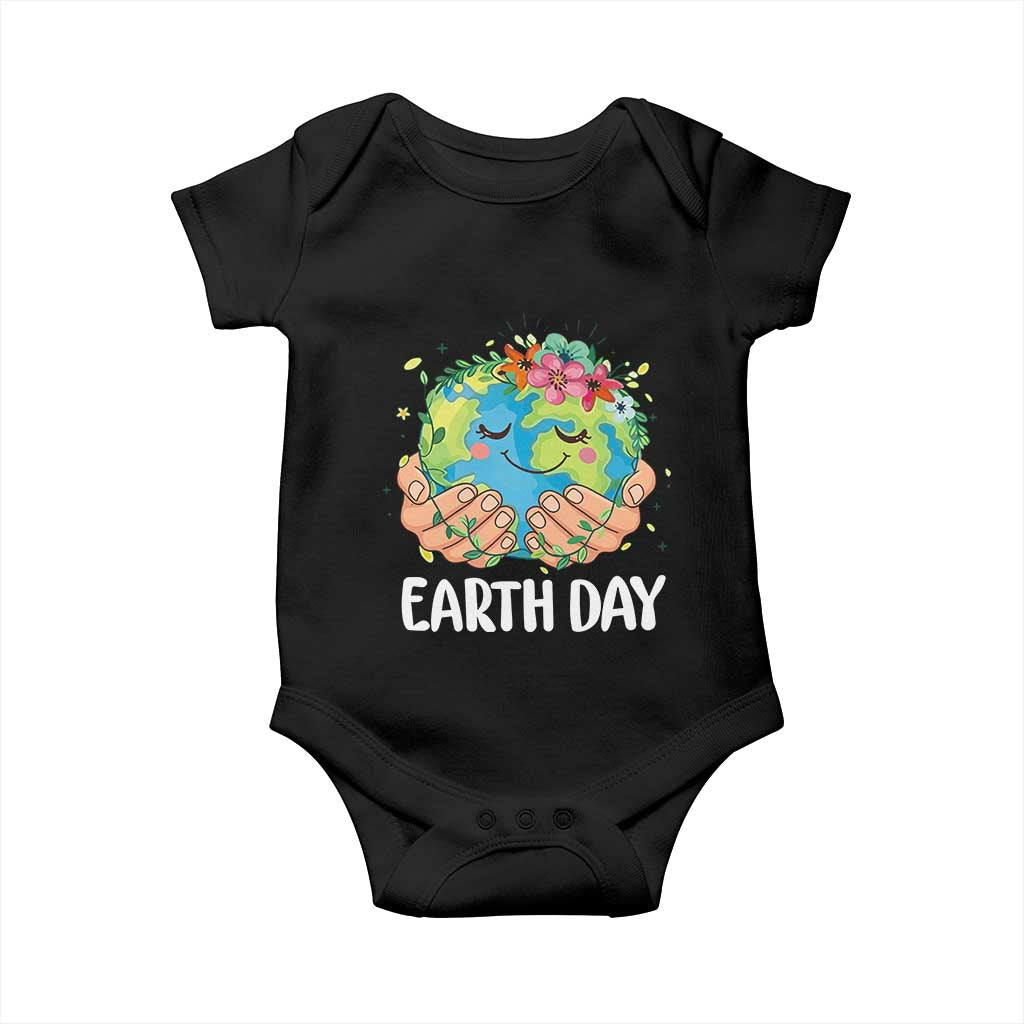 Cute Earth with Floral Earth Day Baby Onesie