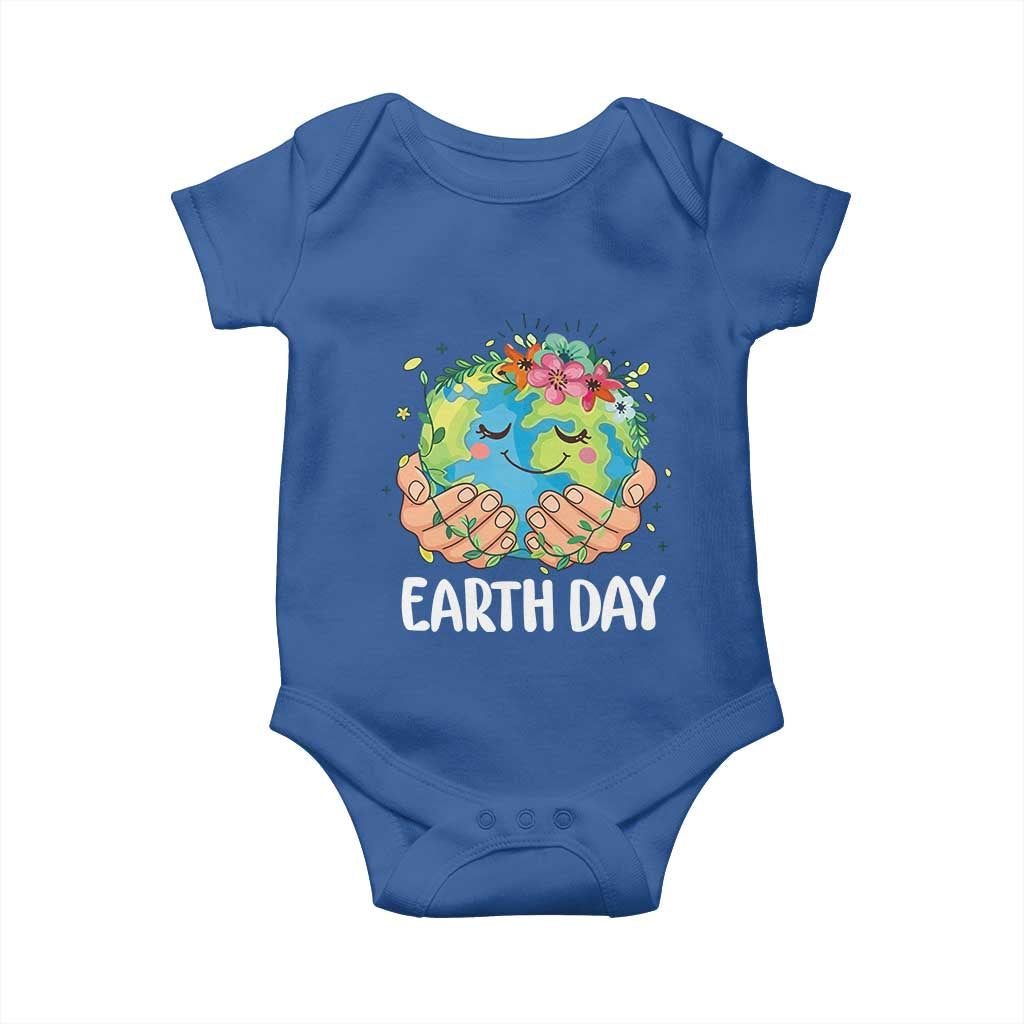 Cute Earth with Floral Earth Day Baby Onesie
