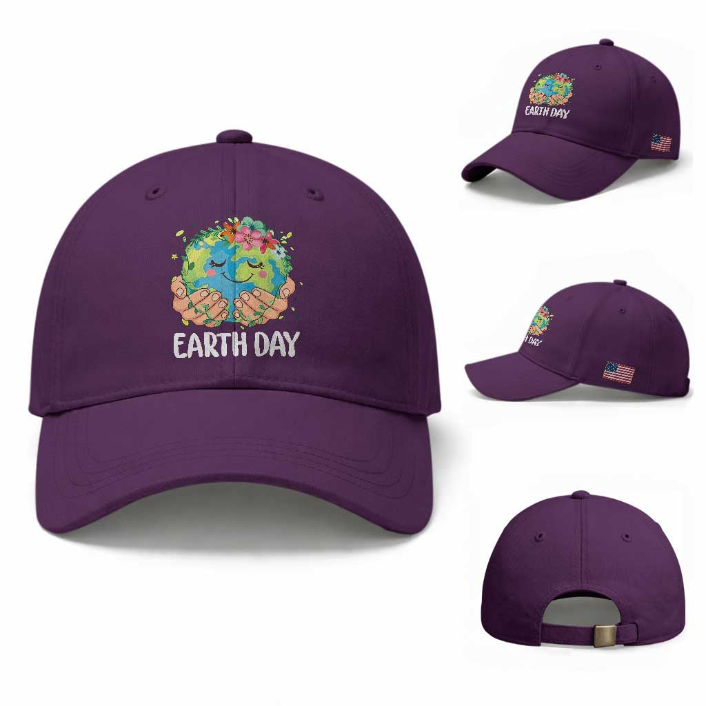 Cute Earth with Floral Earth Day Baseball Cap