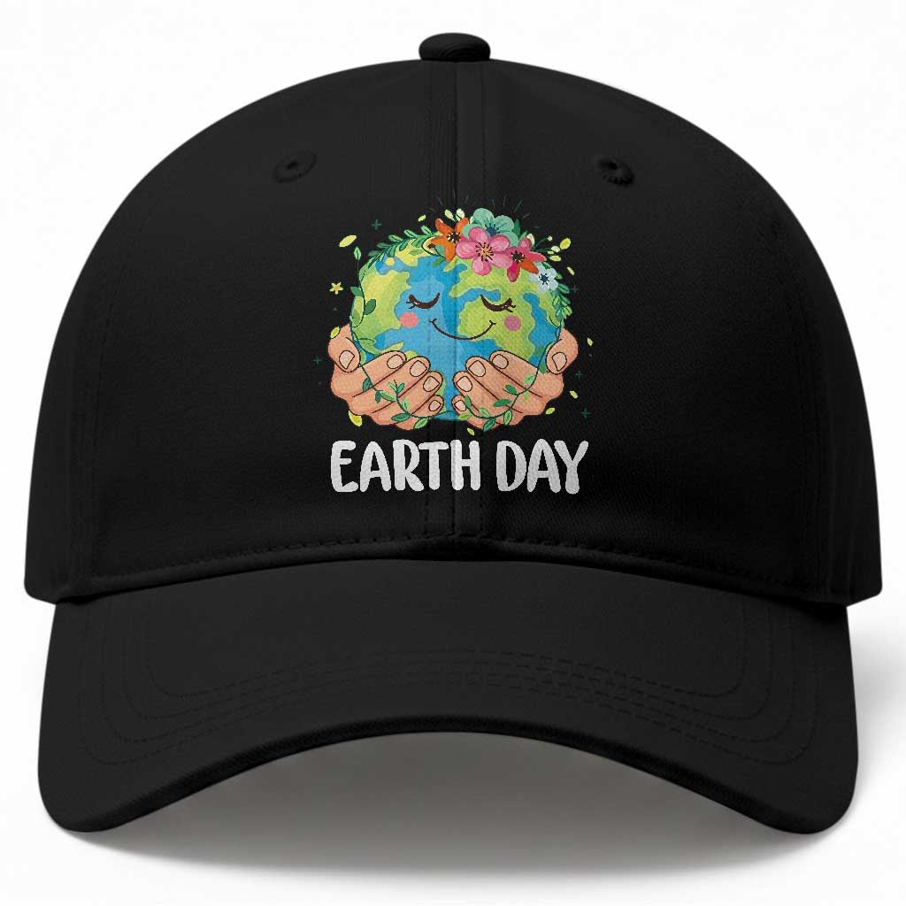 Cute Earth with Floral Earth Day Baseball Cap