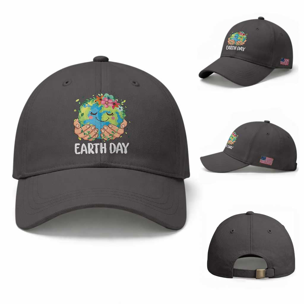 Cute Earth with Floral Earth Day Baseball Cap
